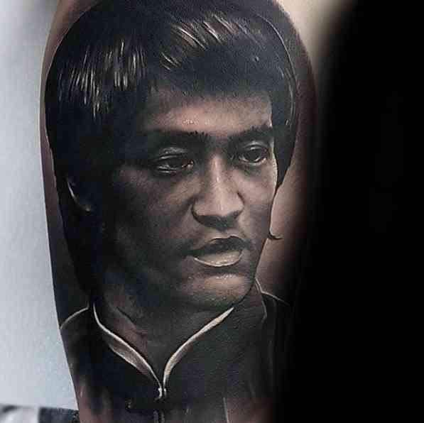 Татуировки ли. Bruce Lee portrait Tattoo.